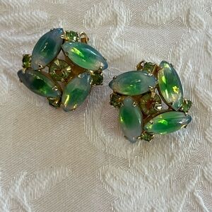 Vintage green clip on earrings.